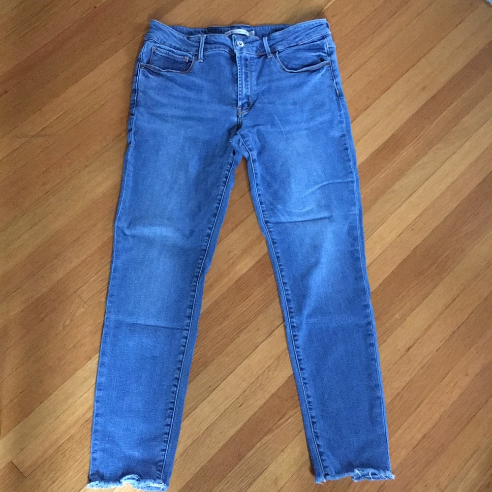 Melrose and Market Stretch Jeans with Raw Hem